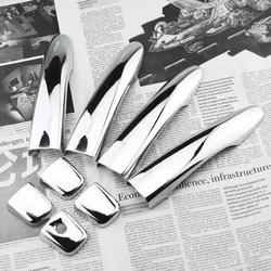 8 - Piece ABS Chrome Car Exterior Door Handle Cover Trim Set - Stylish Decoration and Protection Accessories (One hole style)