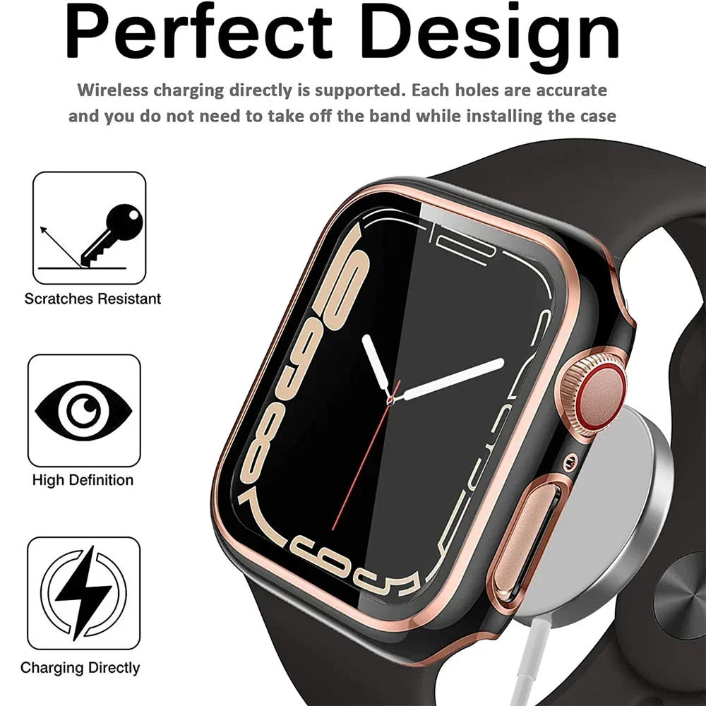 Enhanced Bumper Tempered Glass Cover for Apple Watch Screen Protector