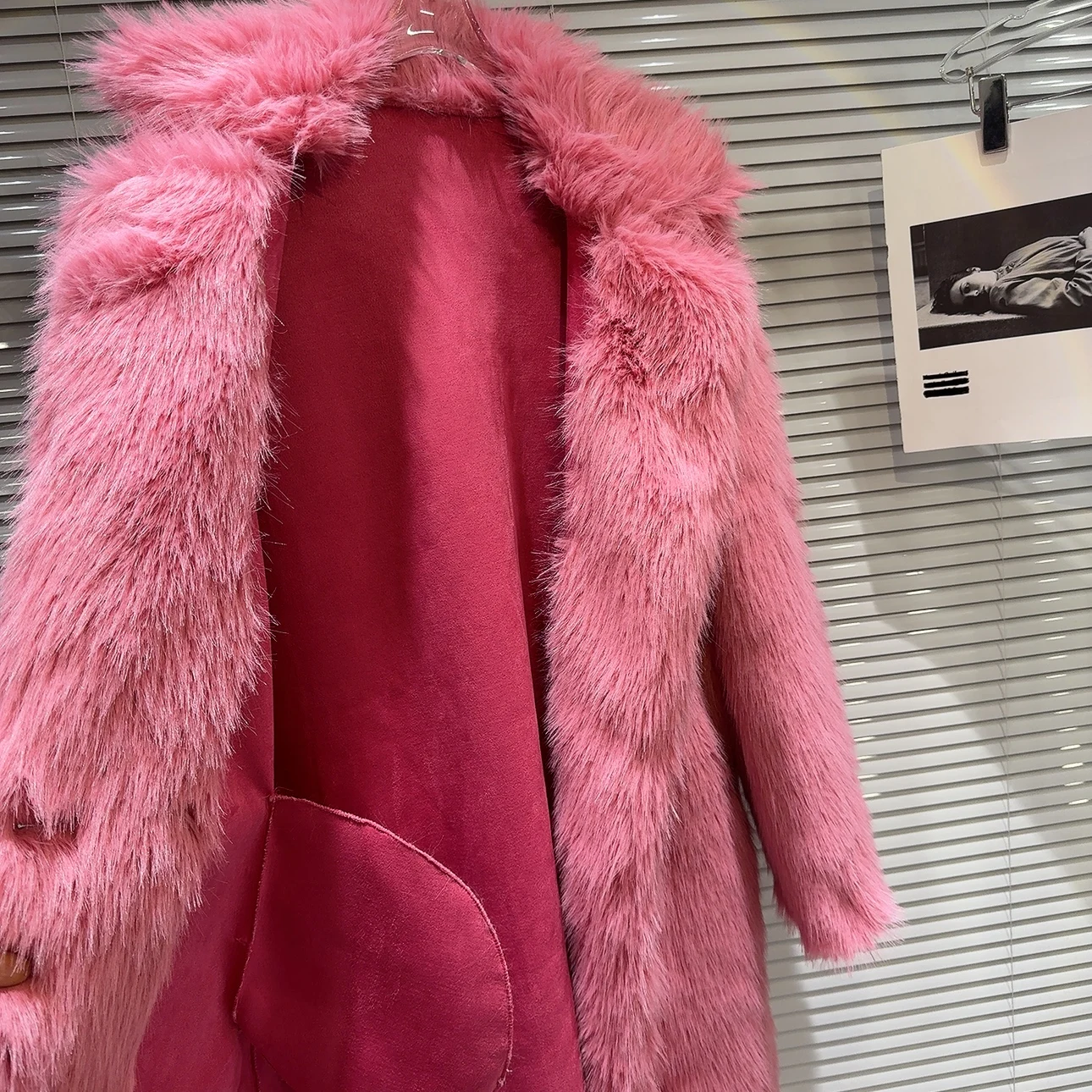 Hot Girl Style Long Faux Fur Trench Coat Women 2023 Fall Winter New Suit Collar Environmental Protection Furry Jacket Female