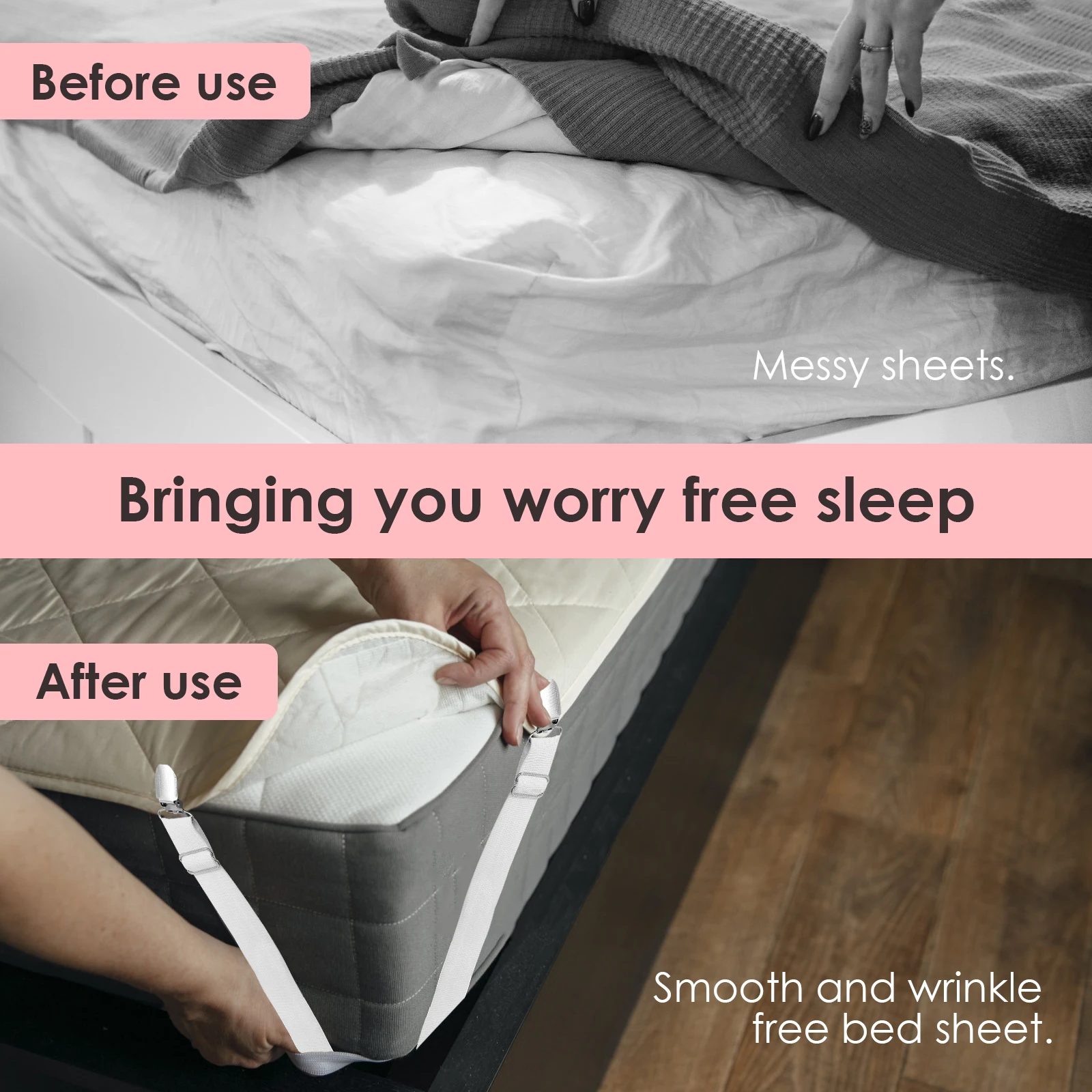 4Pcs Bed Sheet Holders Pressure Plate Adjustable Length Bed Sheet Straps Clips Suspender for Mattress Covers Sofa