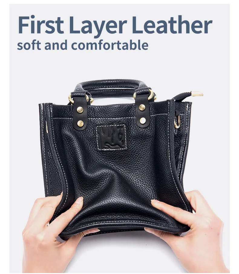 Genuine Leather Women's Bag Retro Fashion Handheld Small Bucket Bag Luxury Tote Ladies' Shoulder Crossbody Bag High Quality