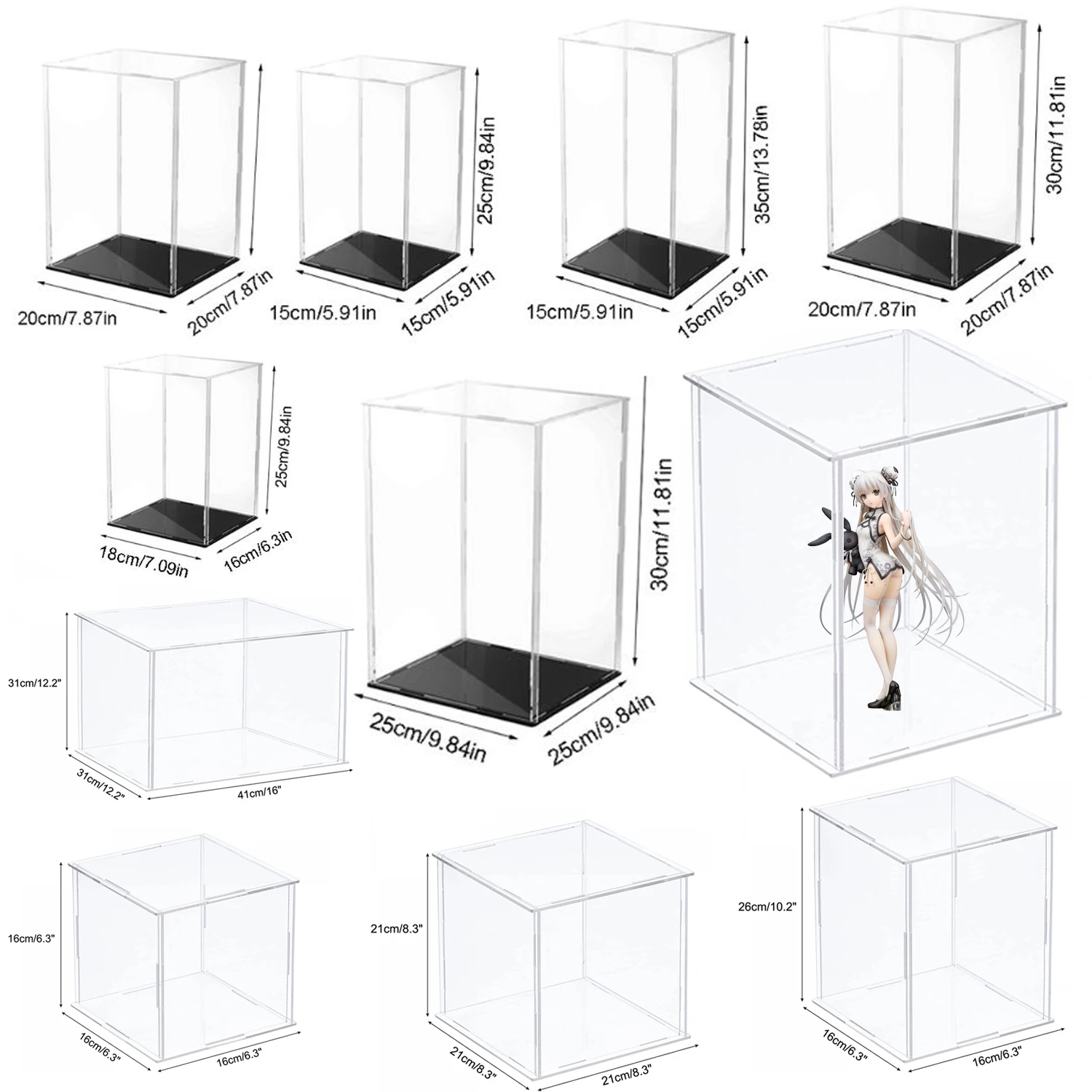 Acrylic Display Case 150 Size Clear Acrylic Collectibles Display Case Alternative to Glass Box For Showcasing Action Figures Toy Car and Home Storage