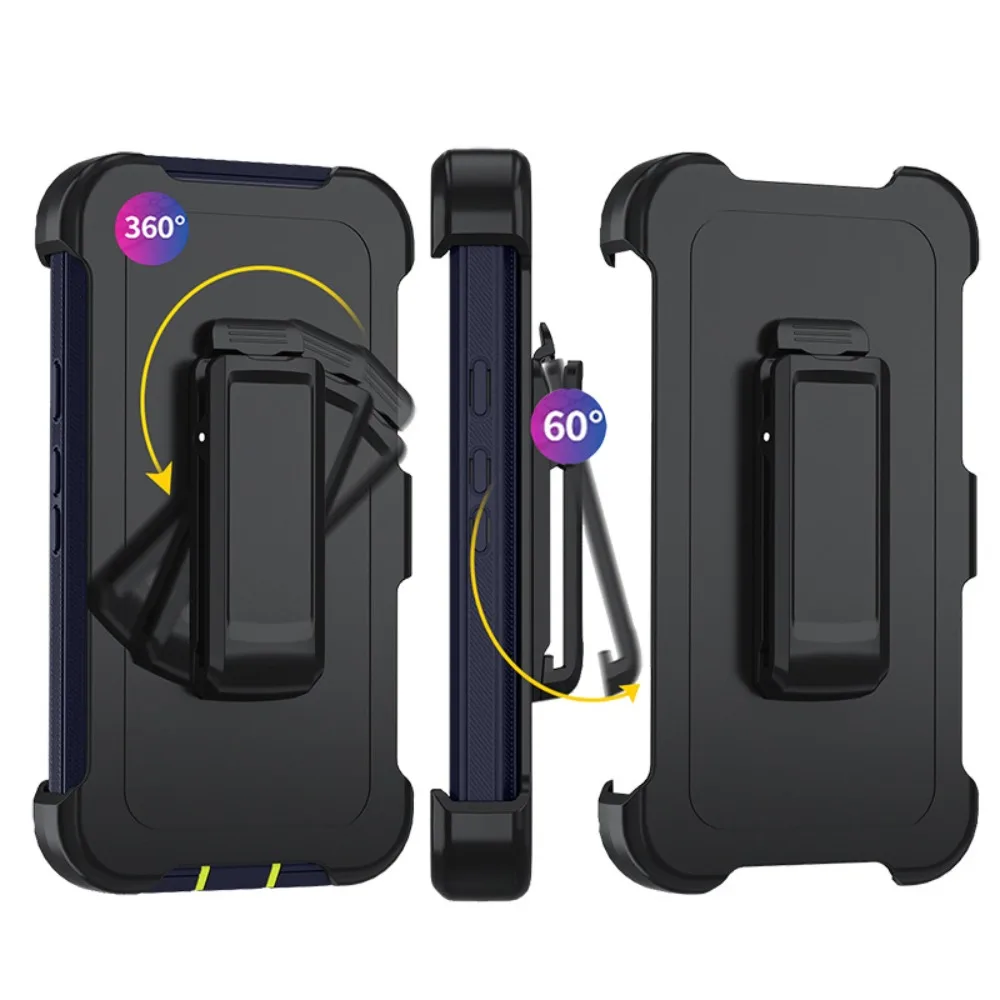 Durable Shockproof Rugged Armor Phone Case with Belt Clip and 3-Layer Hybrid Protection