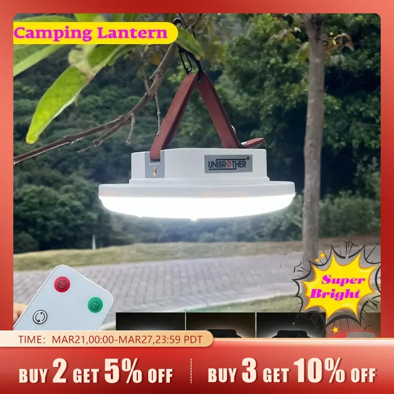 LED 충전식 더 밝은 캠핑 랜턴, 자석 강한 빛, 휴대용 조명 손전등, 텐트 램프, 리모컨 케이스 포함 