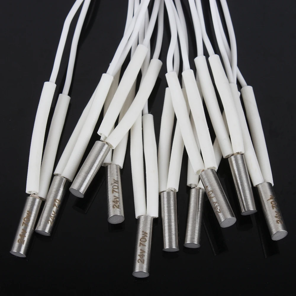 Heating Tube 12V 24V 70W Heater Cartridge 1M 2M Heating Wire 6*20mm 3D Printer For V6 HOTEND Volcano MK8 CR-10 ender 3 3d printer accessories 3d printer parts 3d printer tool hotend kit 3d print tool