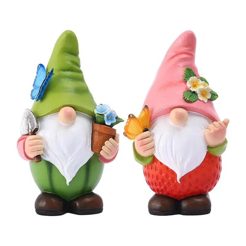 

Resin Solar Gnome Fruit Dwarf Art Statue Landscape Lawn Figurine Sculpture Outdoor Garden Ornament For Porch Patio Yard Garden