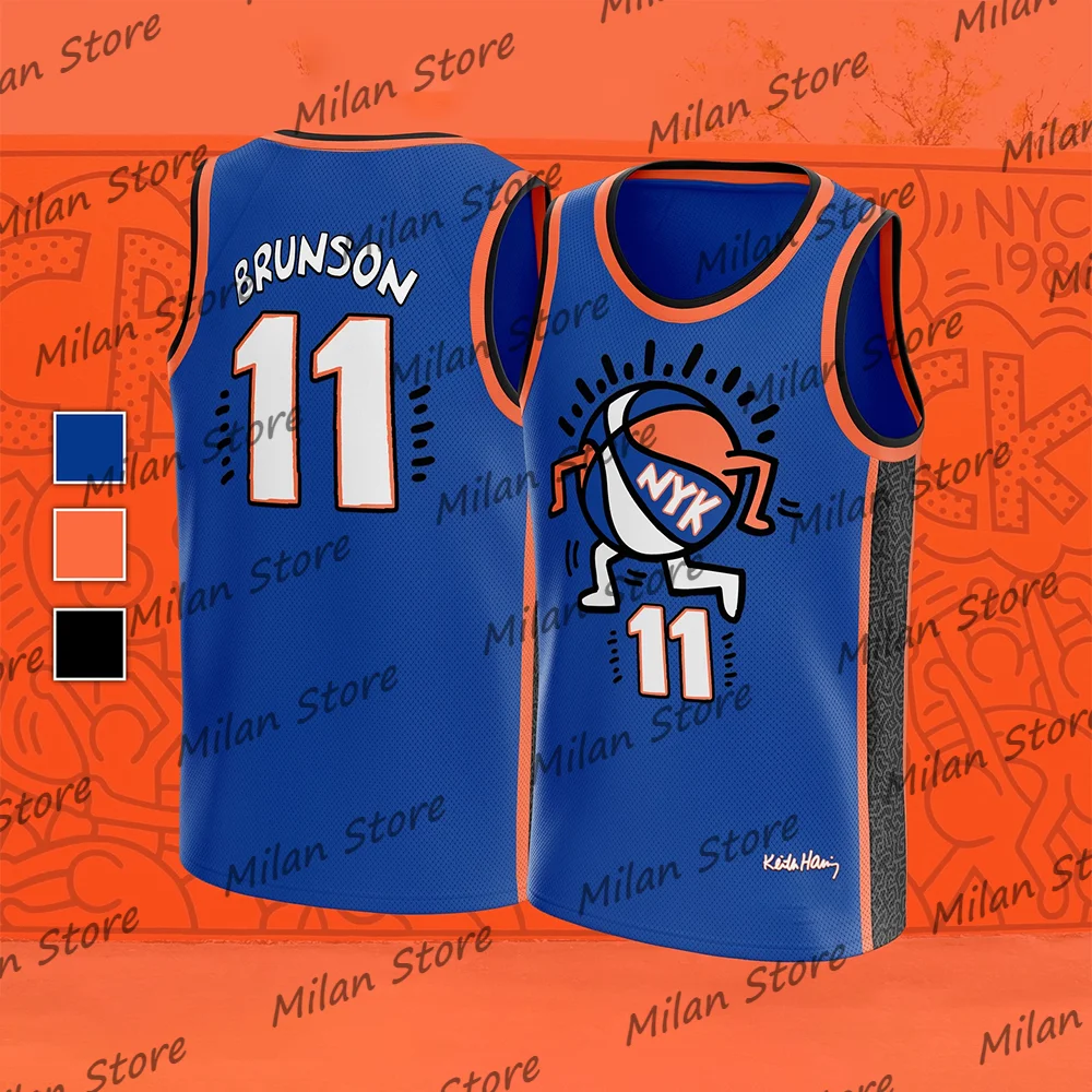 New Arrival Men Knicks Basketball Vest Short Sleeve Training Jersey Suit BRUNSON 11 USA Basketball Vest Kid New York Jersey