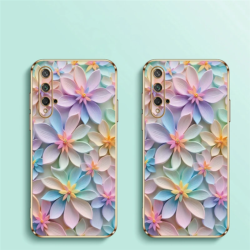Floral Pattern Plating Silicone Shockproof Phone Case