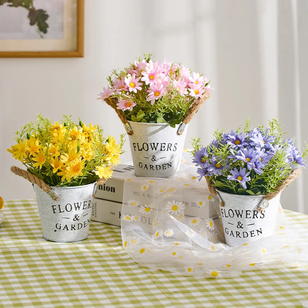 

Pastoral Style Bouquet Ornaments Aesthetic Living Room Decoration Home Simulation Rope Flower Pot Interior Desktop Decoration