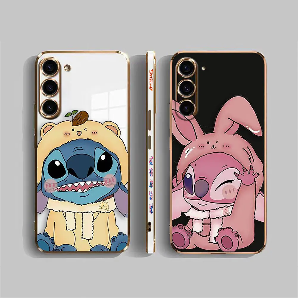 Cover Smooth E-Tpu Custodia Per Telefono Per Samsung S24 S23 S22 S21 S20 Fe S10 S9 A01 Lus Ultra 5G Custodia Funda Cute Lilo Stitch And Angel
