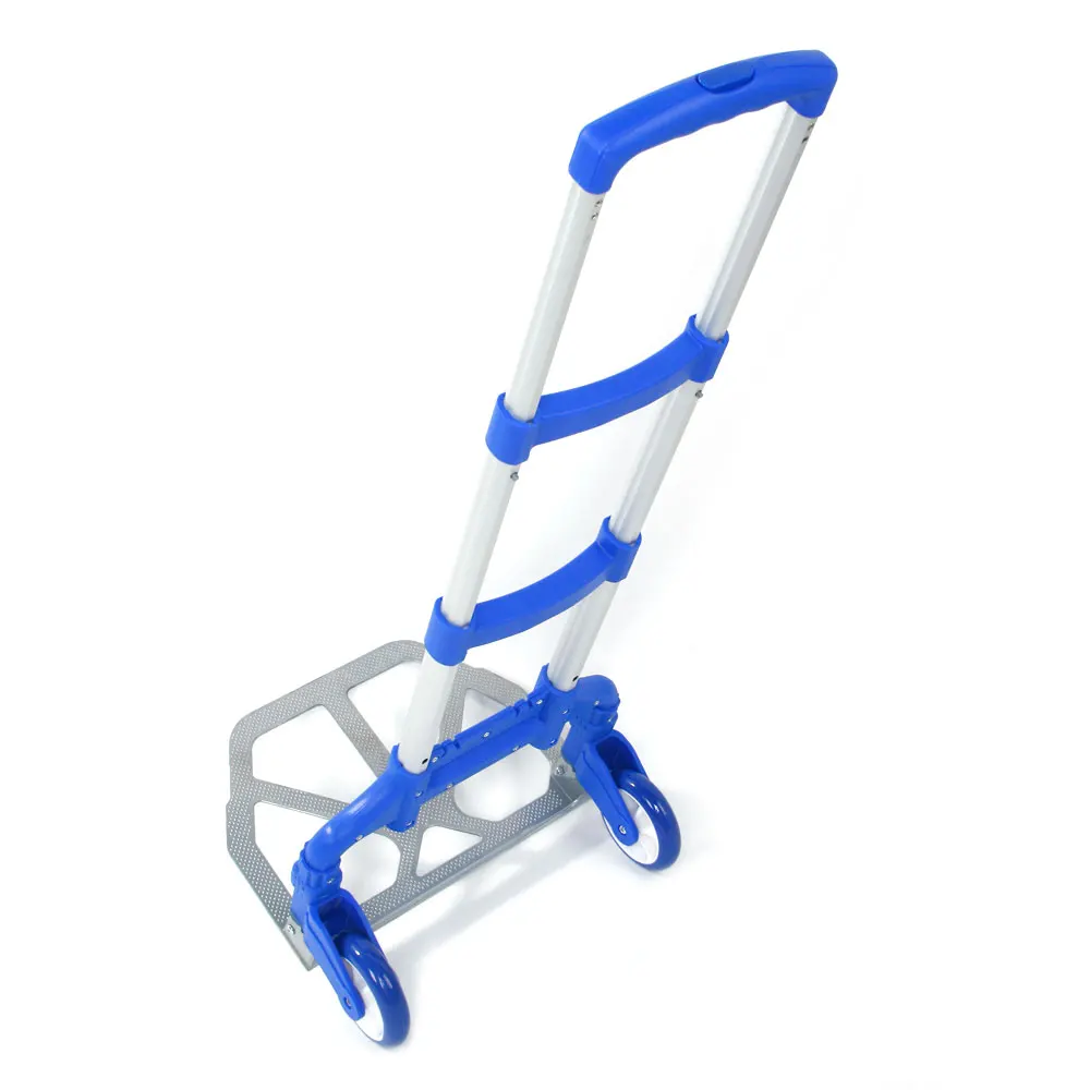Portable Folding Collapsible Aluminum Cart Dolly Push Truck Trolley Blue