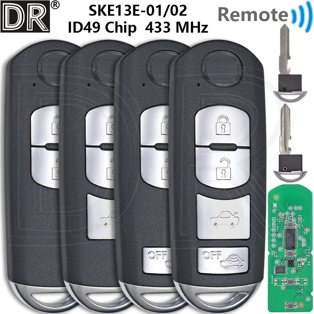 Great 433MHz SKE13E-01/02 Universal ID49 ชิปสมาร์ทรีโมทคอนโทรลกุญแจสําหรับ MAZDA 3 6 CX-5 MX-5 CX-3 CX-4 CX-5 Axela Atenza