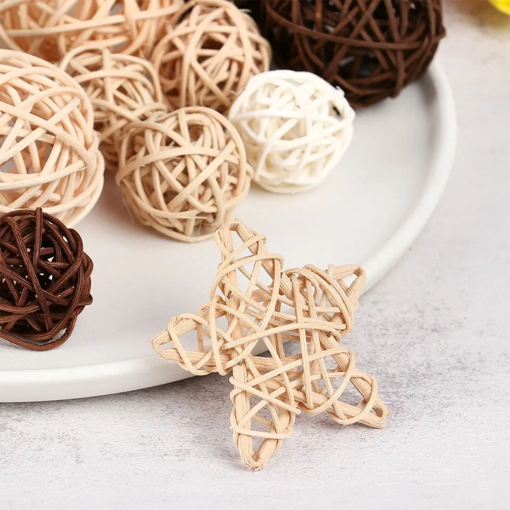 10 Stück Holz Kaffee weiß Rattan Ball Herz Sterne DIY Zubehör Wohn accessoires Weihnachts baum Ornament Hochzeits feier Lieferungen