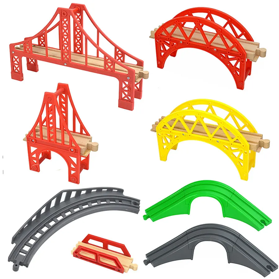 Wooden Train Track Bridge Tunnel Uphill Biro Wooden Railway Accessories