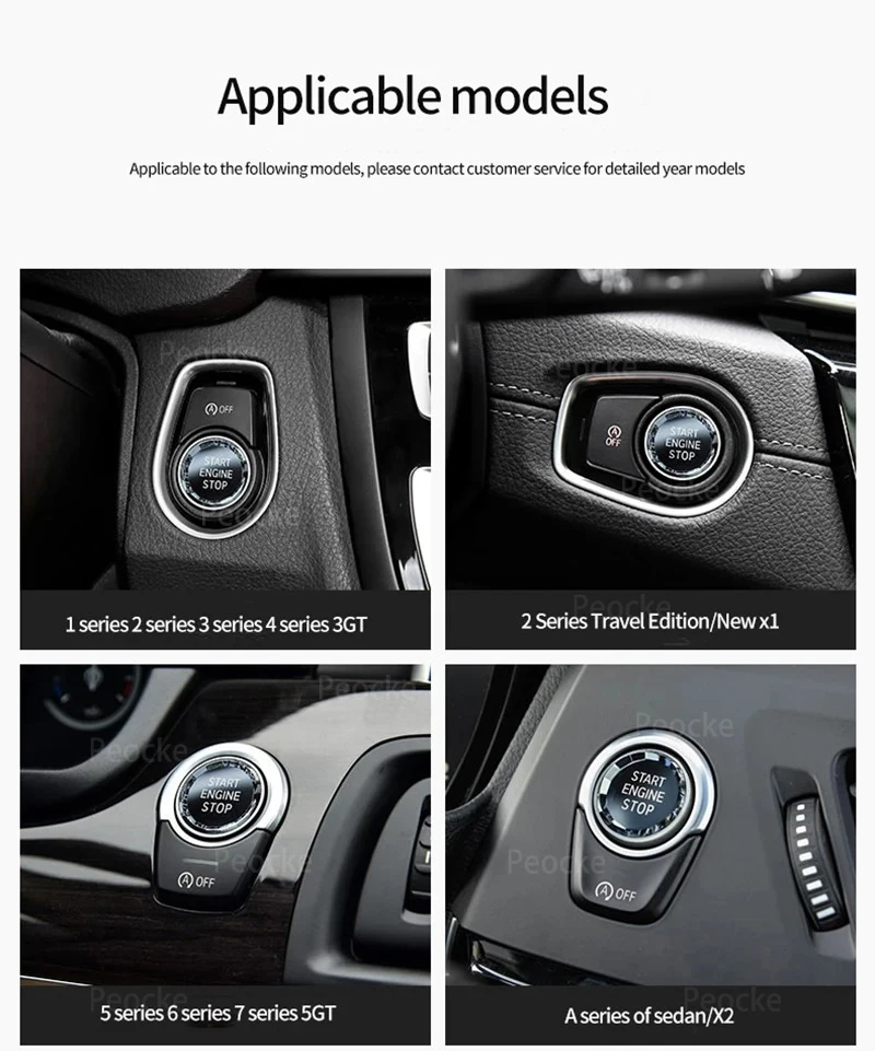 Crystal Style Car Start/Stop Engine Switch Button Cover