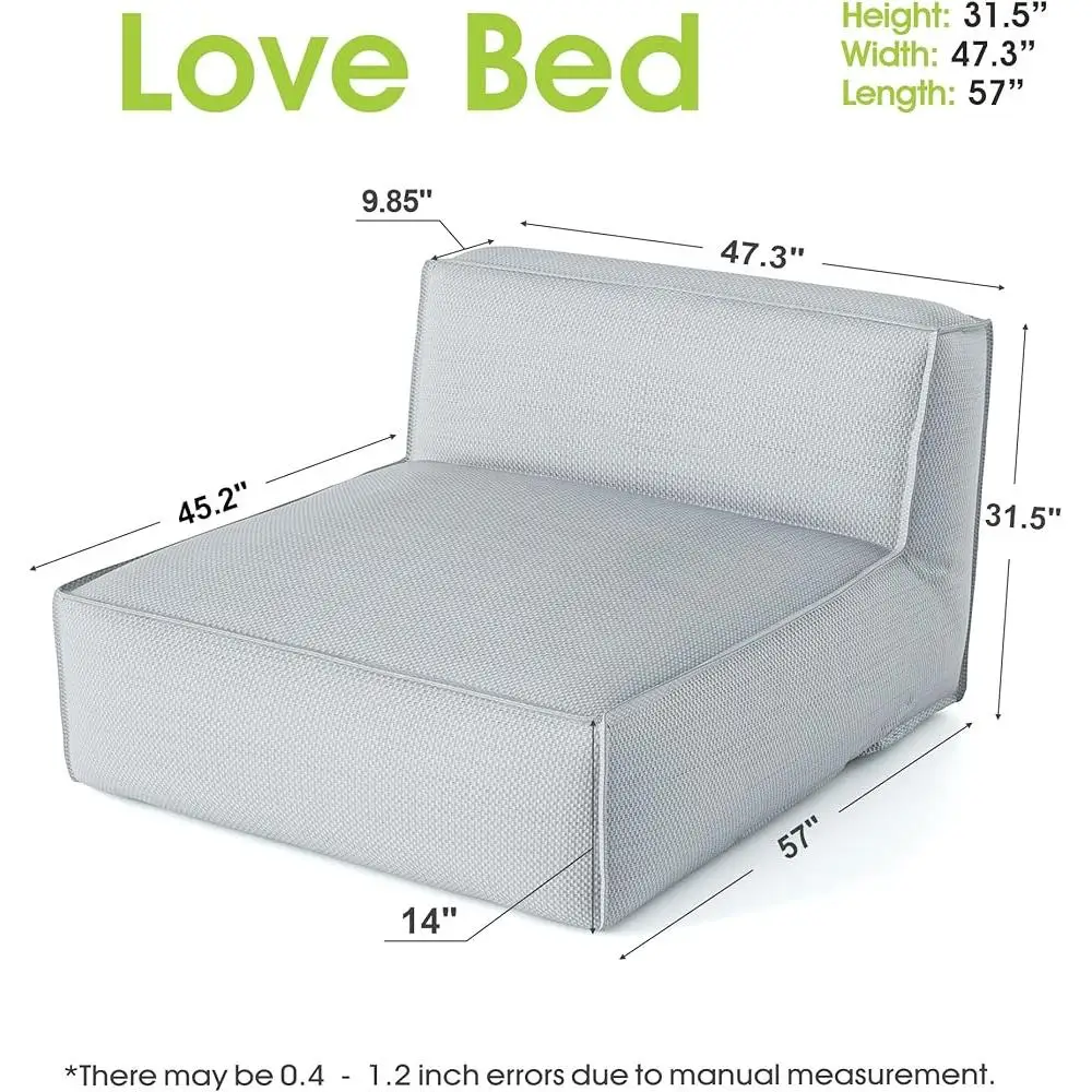 Comfortable Outdoor Chaise Lounge Chair 2 Persons Water Repellent Reclining Lounge Chair with Side Pocket Garden Pool Sunbathing 3