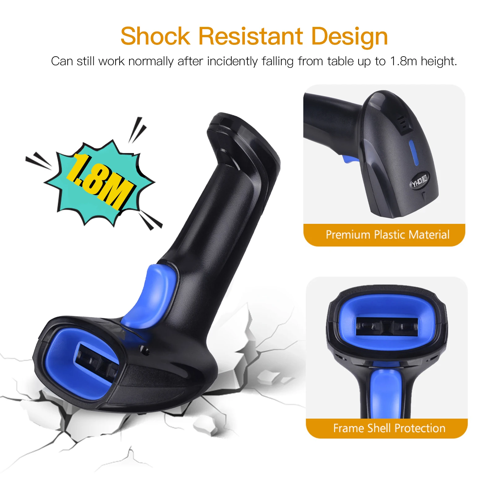 2.4G Wireless Barcode Scanner & USB Wired Barcode Scanner Automatic Handheld 1D Bar Code Reader w/ Rechargeable Battery