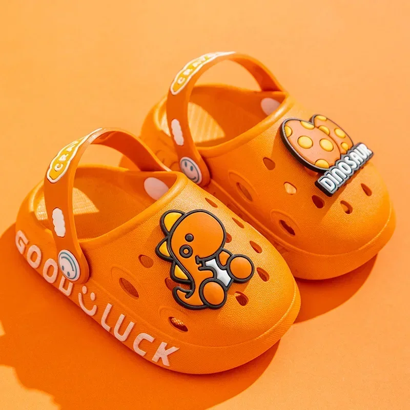 Kids Sandals Child Kawaii Blue Cartoon Clogs Summer Kids Lovely Dinosaur Outdoor Light Breathable Casual Garden Shoes