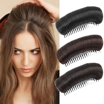 Cuscino per parrucca Radici di capelli stabili Volumizzante Inserto in fibra Pettine Invisibile Cuscinetto per capelli soffici Strumento per acconciatura artefatto di aumento femminile