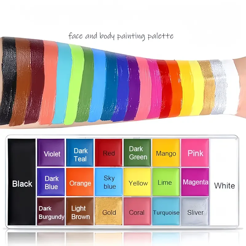 20 Color Face & Body Paint Palette Long Lasting Safe Halloween Oil Body Painting Pigments for Face SFX Cosplay Performance