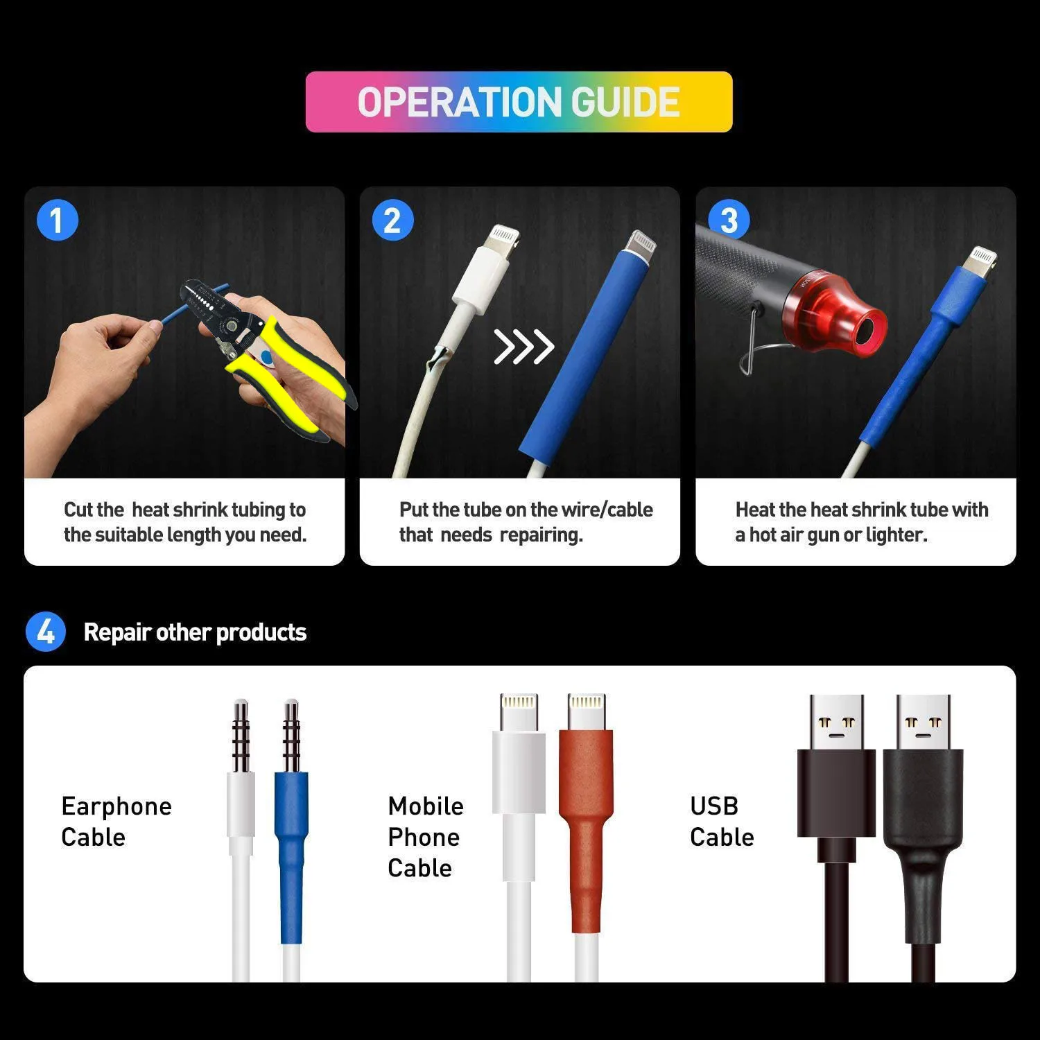 300W Hot Air Gun Electric Heat Blower Tool Kit for DIY Shrink Tubing Soldering Wrap Plastic Rubber Stamp with heat shrik tube 5