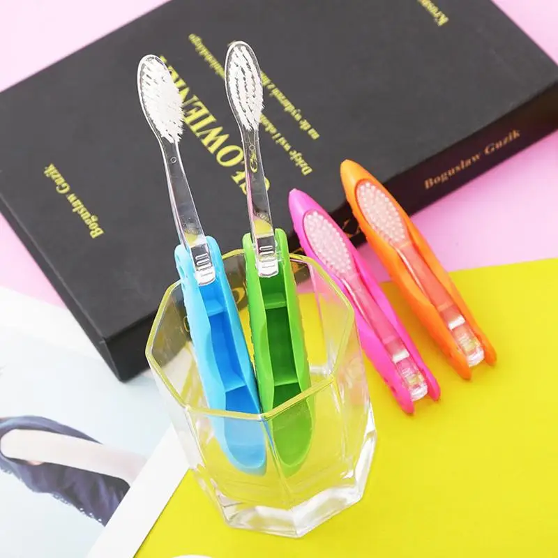 1pcs 접이식 칫솔 여행용 새우 껍질 칫솔 부드러운 나일론 강모 관광 휴대용 칫솔