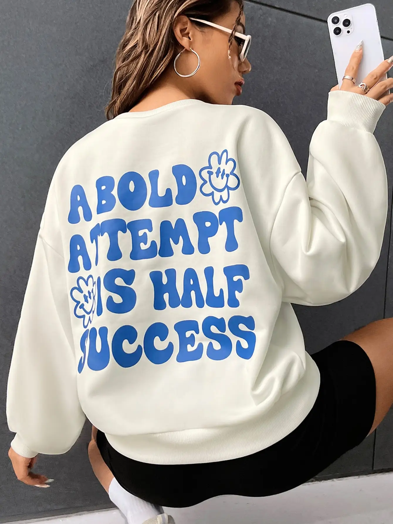 

A Bold At Tempt Is Half Success Cotton Hooded Fashion Soft Tracksuit Campus Fshion Sweatshirts Street Harajuku Women Streetwear