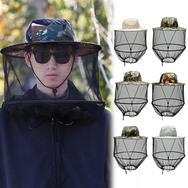Fishing Cap Mesh Bee Keeper Hat Mosquito Net Prevent Anti Sun UV Outdoor Sunshade Neck Walking Head Covers for Men Women