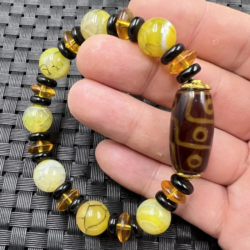 

Jade bracelet ice flower agate bead bracelet nine eyes tianzhulu lutong bracelet chalcedony bracelet jade bracelet