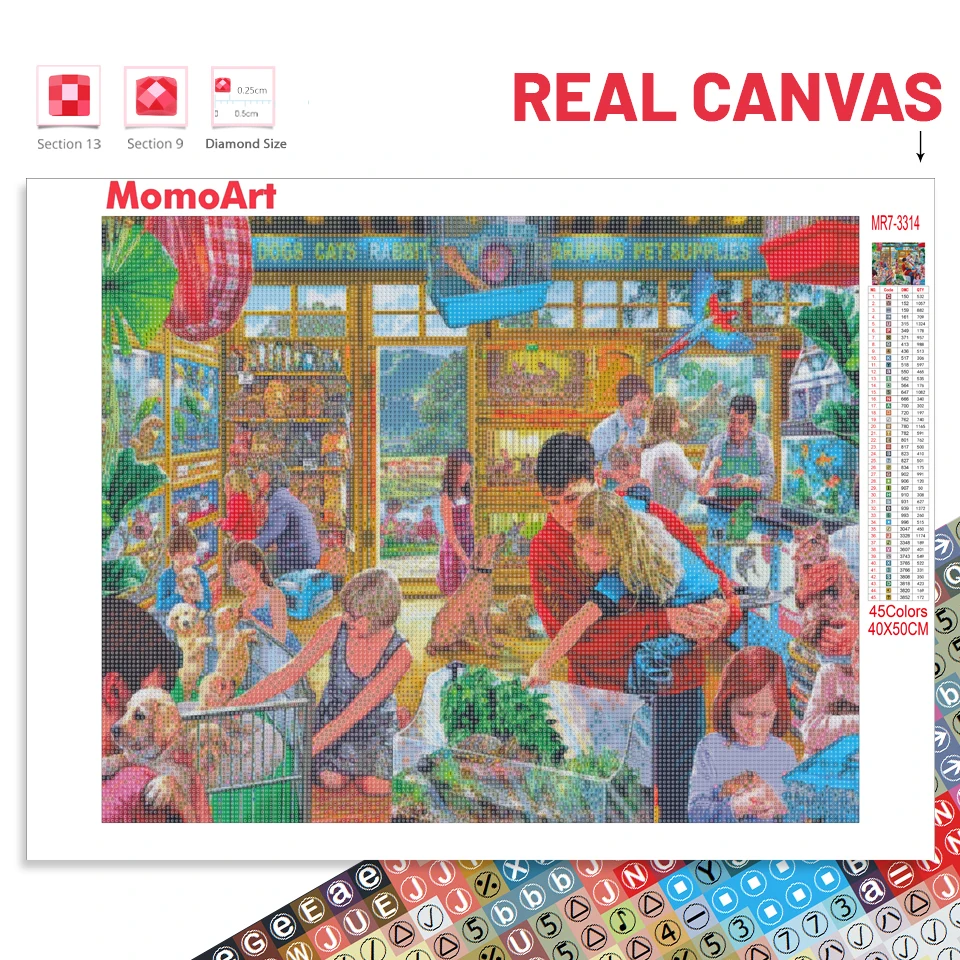 MomoArt Man Woman Diamond Painting 5D DIY Embroidery Shop House Full Square Mosaic Landscape Handmade Hobby