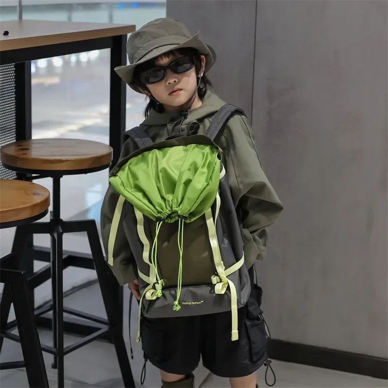 

NEW Backpack Fashion Color Patchwork Handsome Boy Primary School Outdoor Casual Drawstring Simple Bags for Kids Trend All-match