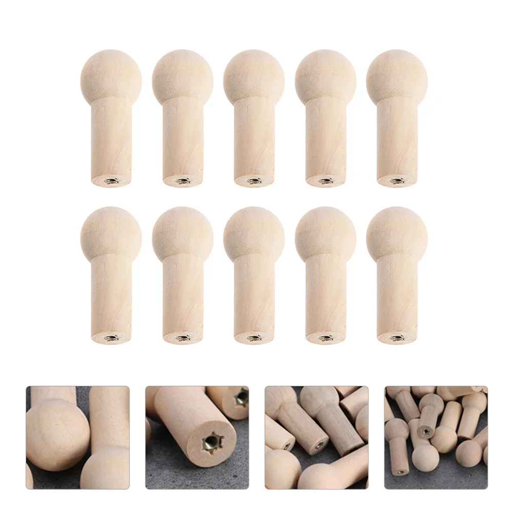 

10 Pcs Vintage Decor Wooden Hook DIY Pegs Unfinished Wall Hanging Built-in Screw