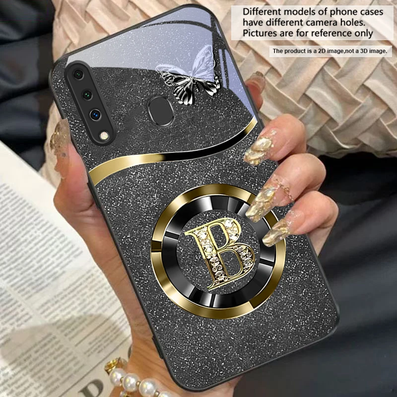 Gold Letter A Badge Glass Phone Case