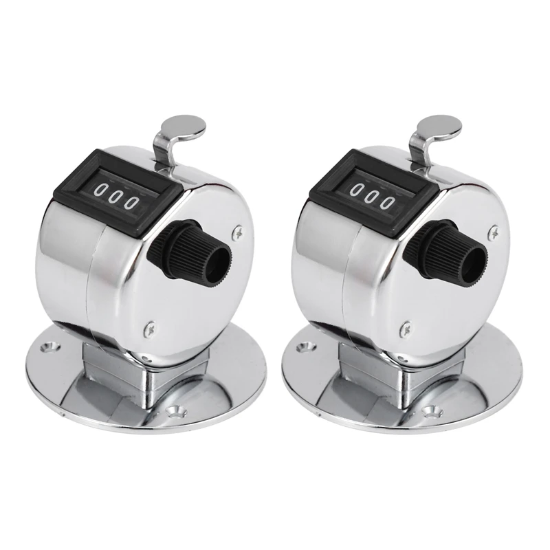 

2X Round Base 4 Digit Manual Hand Tally Mechanical Palm Click Counter