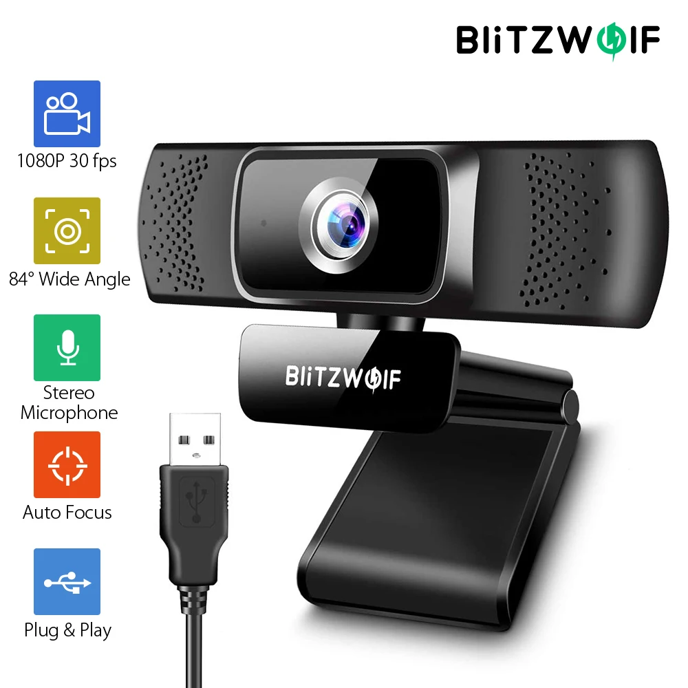 

Blitzwolf 4K Webcam PC Laptops Portable 1080P Webcam Auto-Focus mini usb web camera Live Streaming Meeting Microphones web cam