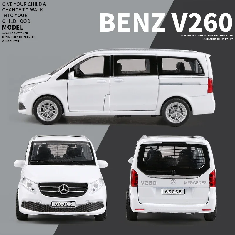 1:32 Benzs V260 MPV Alloy Car Model Diecast Metal Toy Vehicle Car Model Sound and Light Collection Childrens Toy Gift F178 5