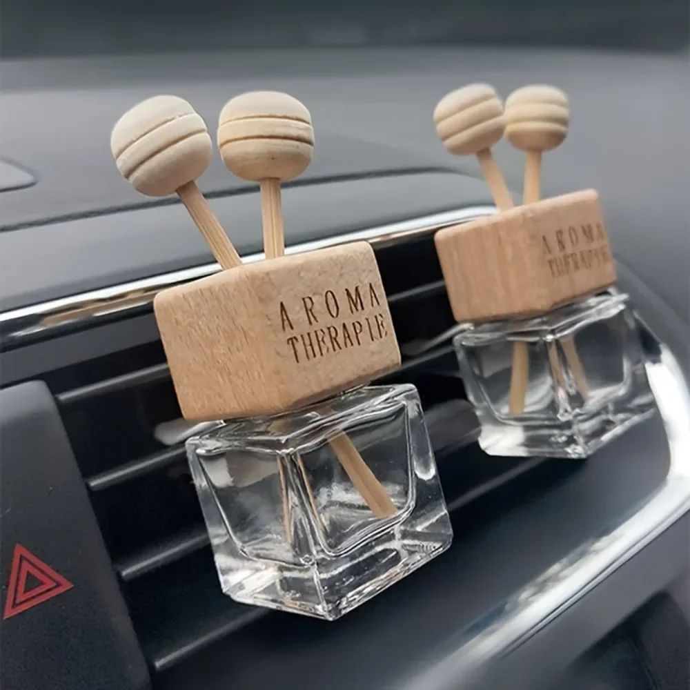 Glass Car Fragrance Bottle 8ml Transparent Square Perfume