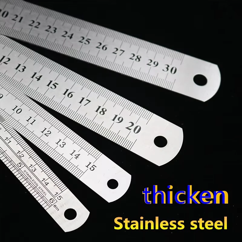 Metal Straight Ruler Stainless Steel Ruler Stationery Drafting Supplies Precision Double Sided Measuring Tools School Supplies