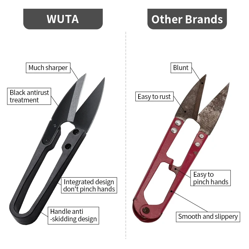 Stainless Steel U-shaped Elastic Scissors 1/2pcs Black Carbon Steel Clothing Needle Thread Sewing