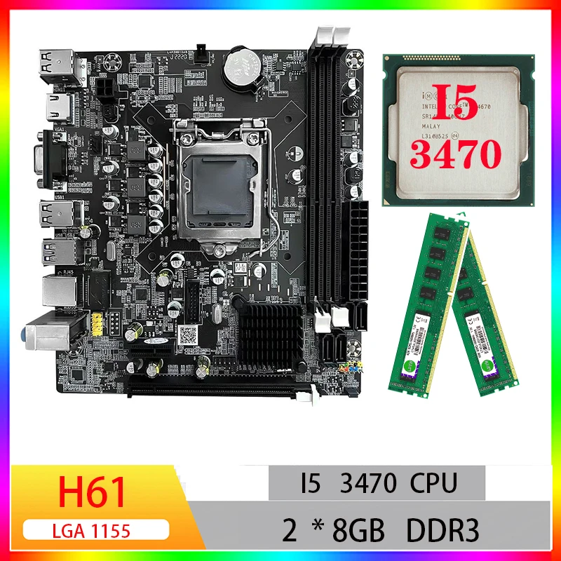 

H61 Motherboard cpu combo kit i5 3470 cpu pc gamer lga 1155 ddr3 motherboards for pc gaming ram combo mini itx Motherboard kit