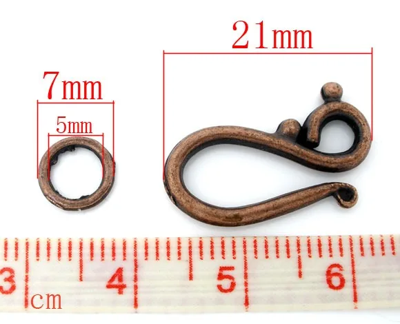 8 jahreszeiten Toggle-haken Unregelmäßige Antik Kupfer Farbe Metall Charms DIY Halskette Armbänder Schmuck Erkenntnisse 21mmx12mm-7mm,20Sets – Detail 1