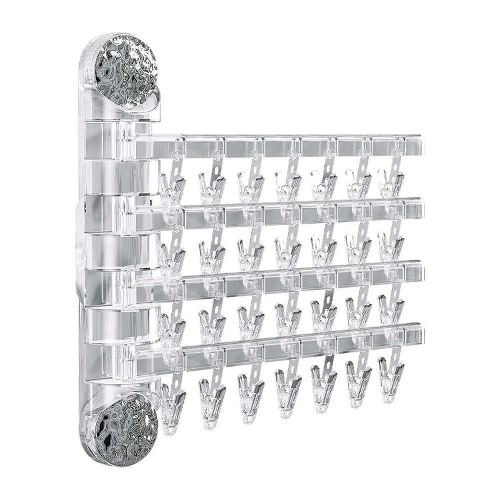 

Suction Fixation Laundry Hanger With Clips Quick Drying Foldable Suction Cup Hanger With Multiple Clips Durable Multifunctional