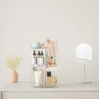 Rotating Makeup Organizer, Adjustable Layers Spinning Skincare Organizer, Cosmetic Display Case with Brush Holder Perfume Tray 2