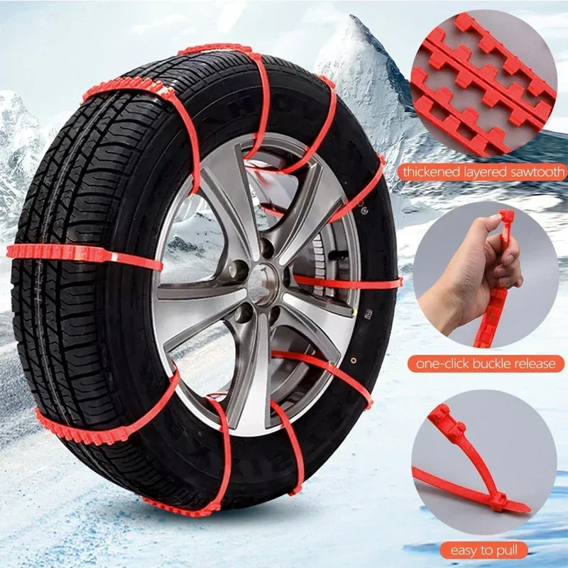 AAZRZRZ Universal Nylon Material Super Grip Snow Tire Chain, Tire Chain, SUV Truck Snow Chain (12pcs)