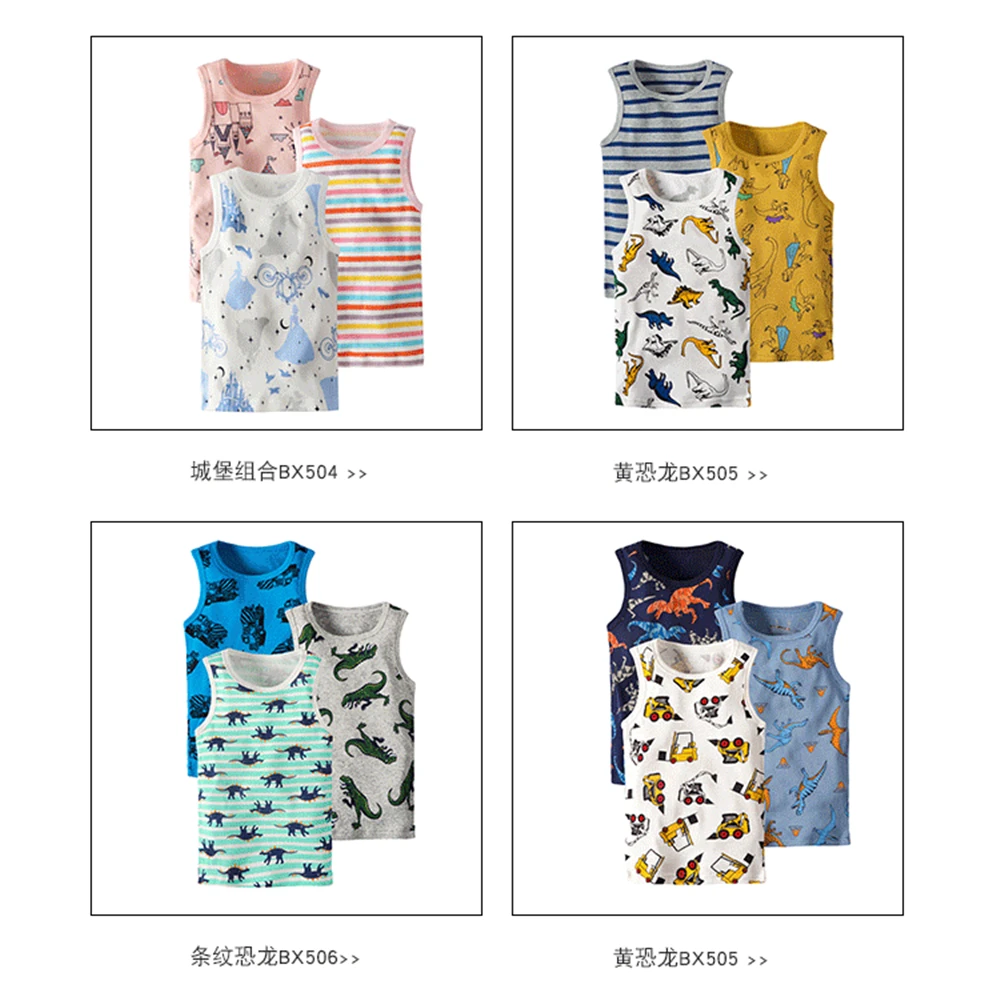3 Pcs Cotton Cartoon Pattern 2-16Y Boys Underwear Tank Top Girls Kids Underwaist Child Soft Girl Vest Sleeveless Top Crop Tops