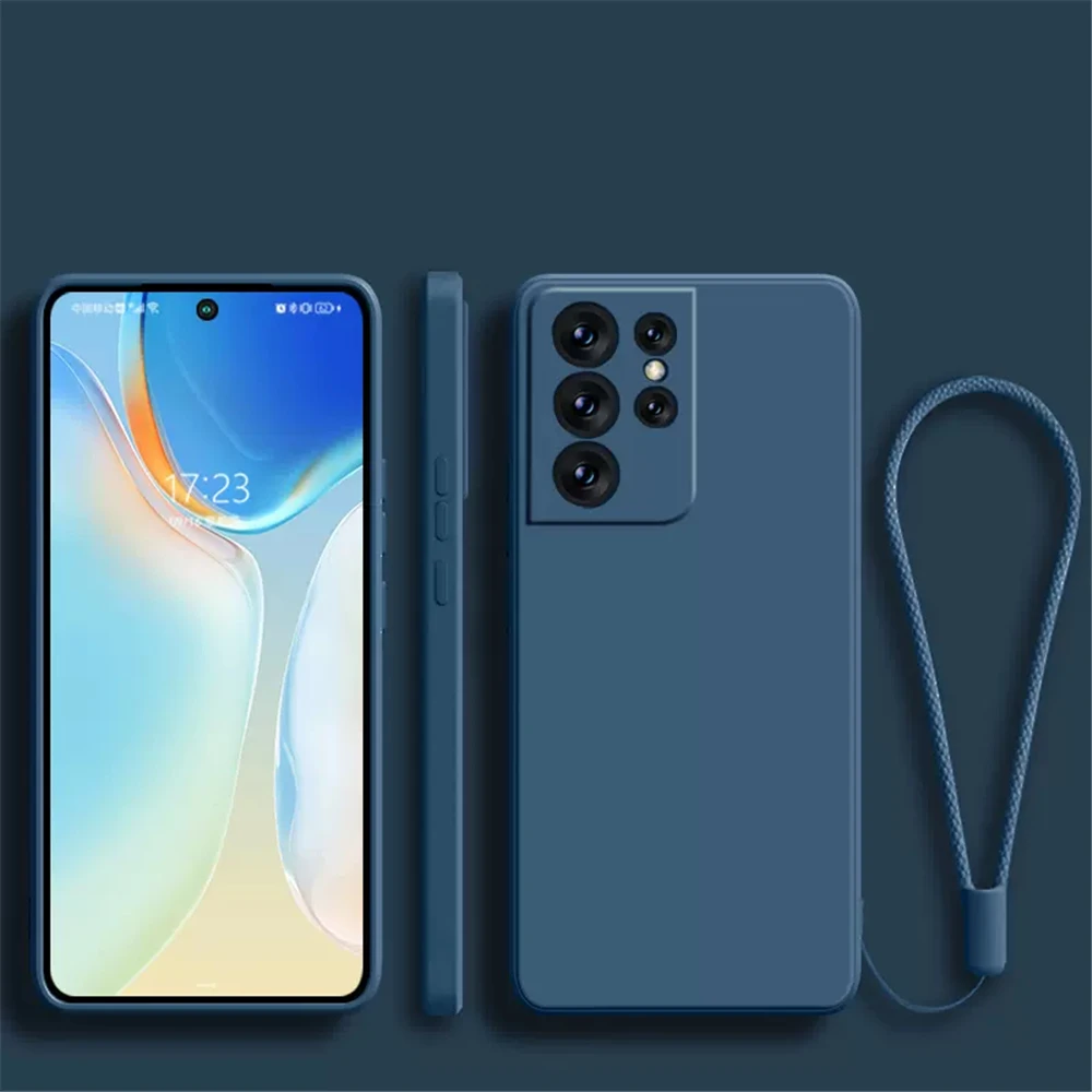Original Square Silicone Phone Case with Lanyard - Enhanced Grip and Style