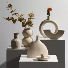 Ceramic Plain Embryo Vase Nordic Simple Flower Pot Balcony Office Ornaments Living Room Desktop Decoration Home Decor