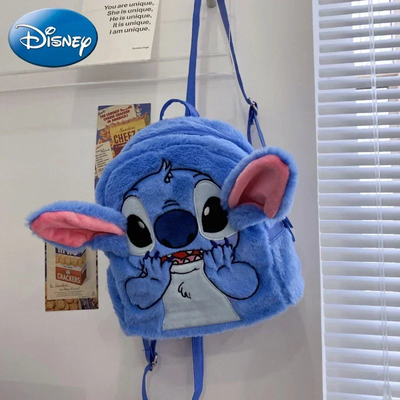 Disney Stitch New Plush Backpack 3D Mini Women's Backpack Large Capacity Cartoon Fashion Children's Schoolbag  Supplies Gifts