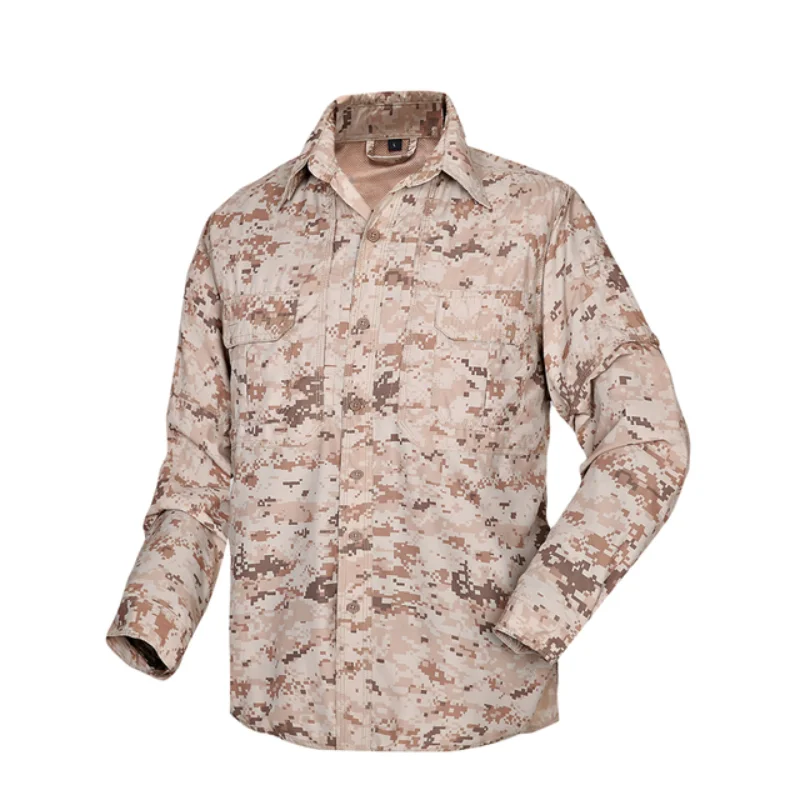 

Мужская тактическая камуфляжная рубашка, армейская рубашка с длинными рукавами, быстросохнущая дышащая легкая уличная куртка в стиле милитари, Мужской Топ