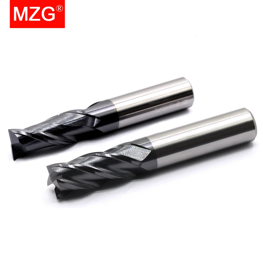 Milling Cutter MZG HRC 45 55 65 2 Edge 4 Flute Square Titanium Machining CNC Hard Alloy Carbide Tungsten Steel End Mill